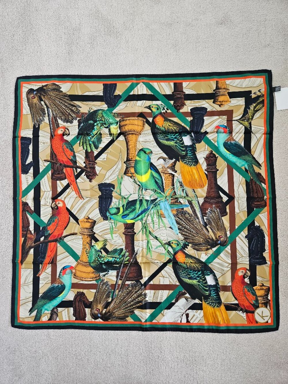 Gorgeous print silk twill square 90cms